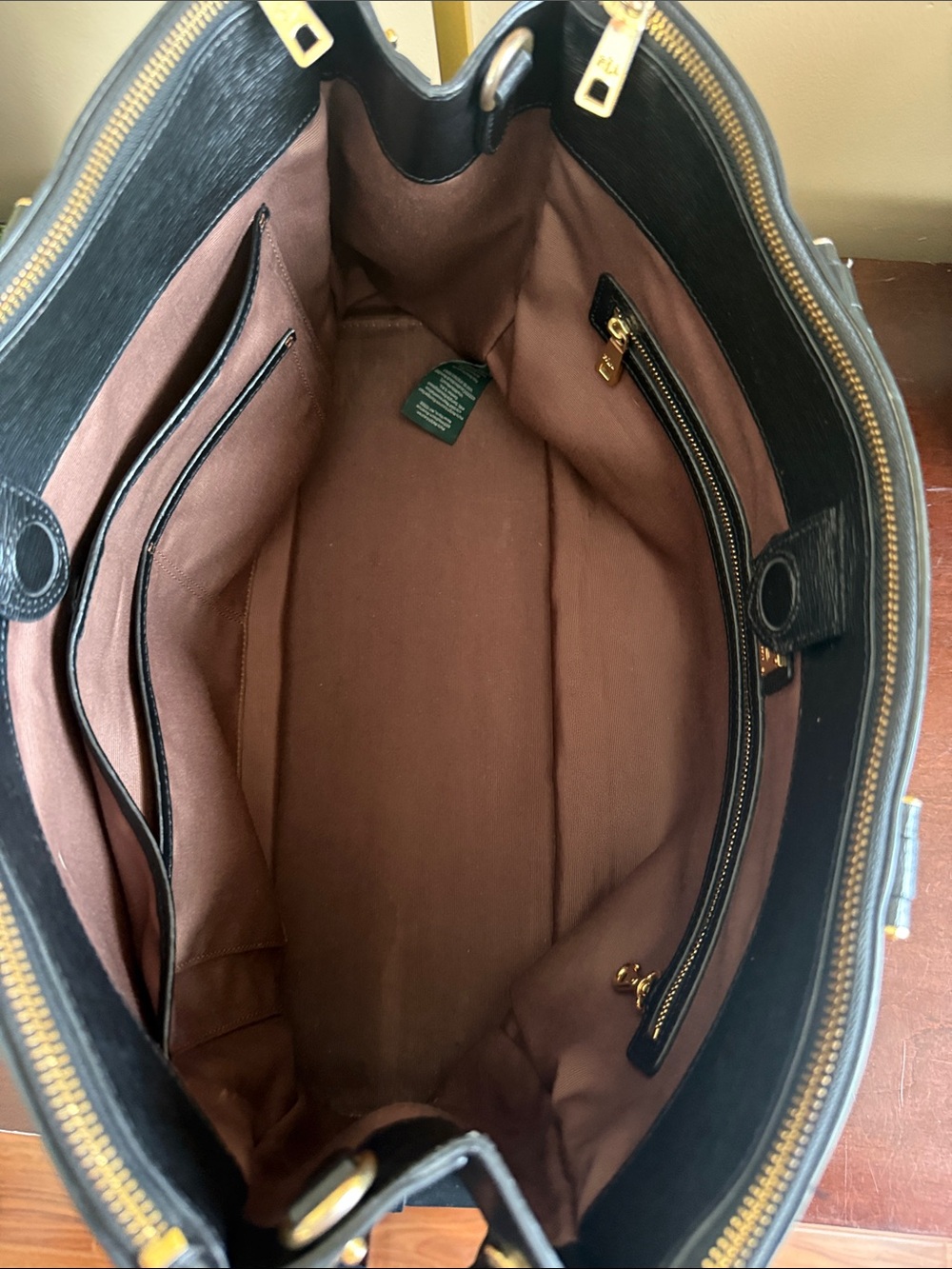 LAUREN Ralph Lauren 🖤NEWBURY🖤 DOUBLE ZIP LARGE TOTE BAG 🌟EUC🌟 - Picture 10 of 17